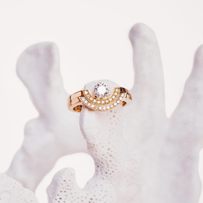 Ring Intrépide petit arc 05ct pavée- 18k rose gold lab grown diamond Loyale Paris 6