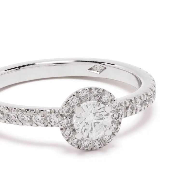 Solitaire Les Absolues Couronne 025ct pavé - 18k white gold lab grown diamond Loyale Paris 1