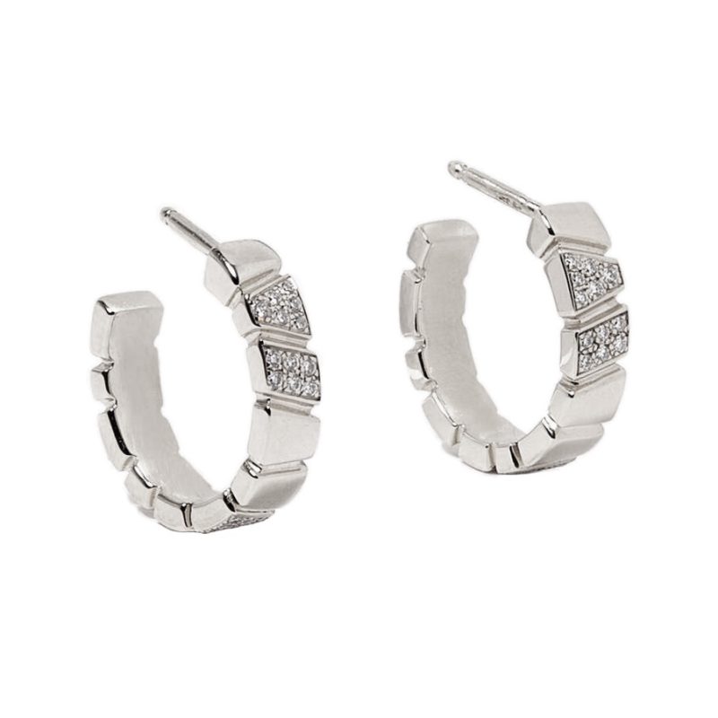 Earrings Ride Love semi-pavees Small - 18k recycled white gold lab grown diamonds loyale paris fine jewelry 1