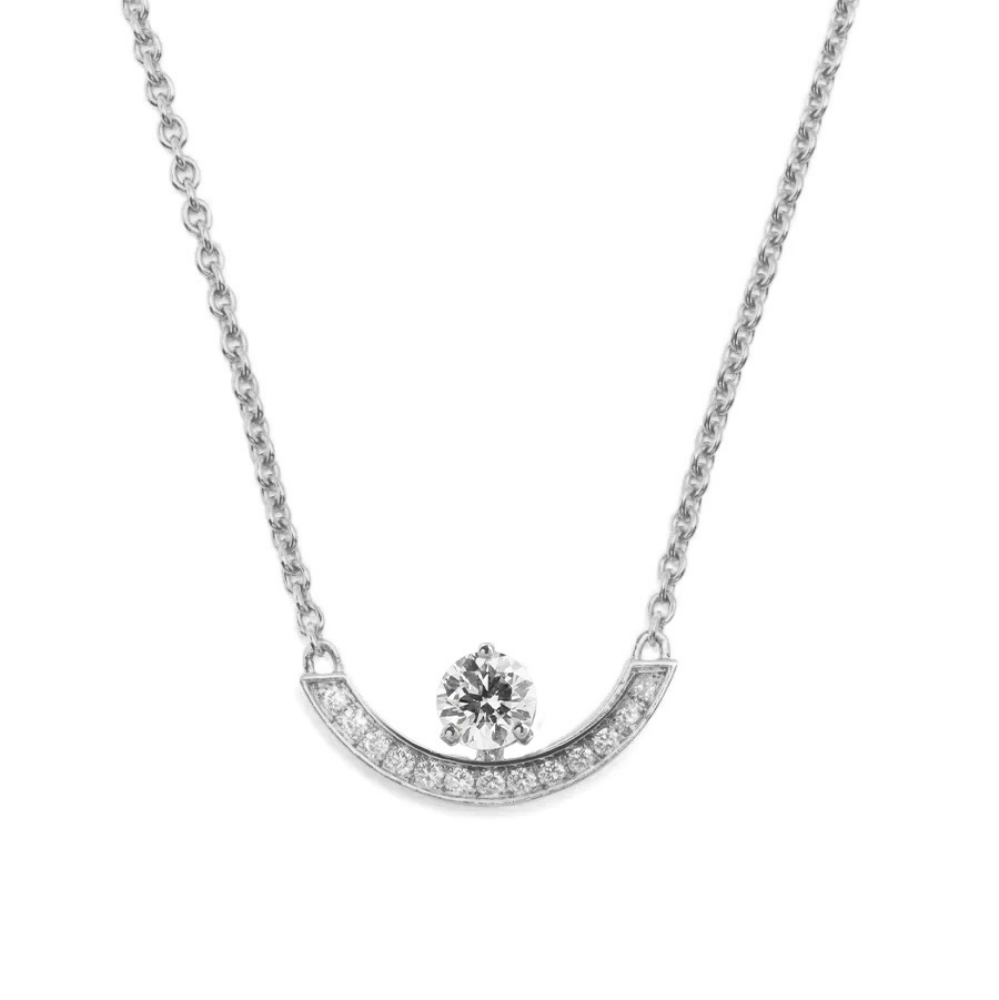 Necklace Intrépide Grand Arc 0.25ct pavé - 18K white gold lab grown diamond Loyale Paris 1