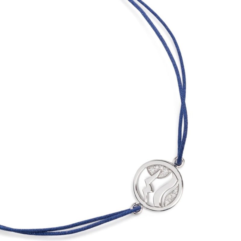 Charm Liberté on Cord Bracelet - 18k white gold2