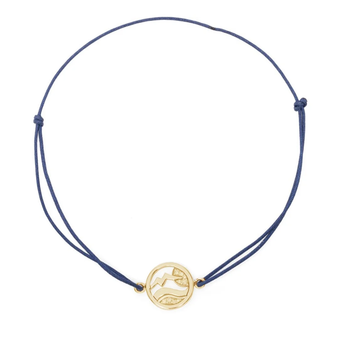 Charm Liberté on Cord Bracelet - 18k yellow gold